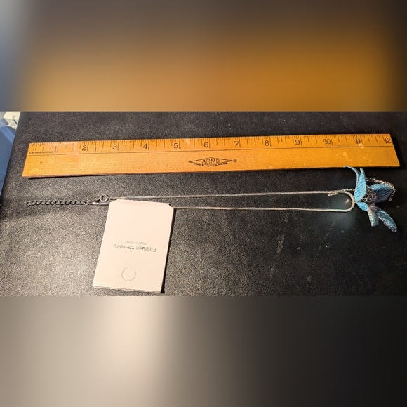 Fashion Jewelry Silver and Blue Orchid Necklace - Picture 4 of 5